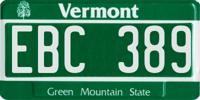 VT license plate EBC389