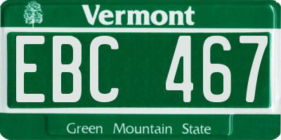 VT license plate EBC467