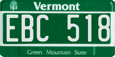 VT license plate EBC518