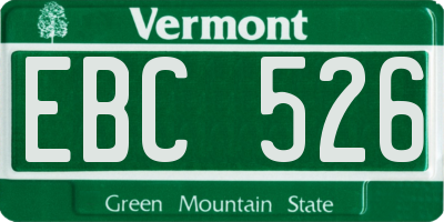 VT license plate EBC526