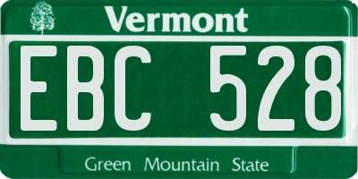 VT license plate EBC528