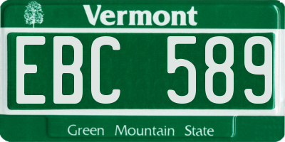 VT license plate EBC589