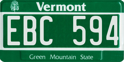 VT license plate EBC594