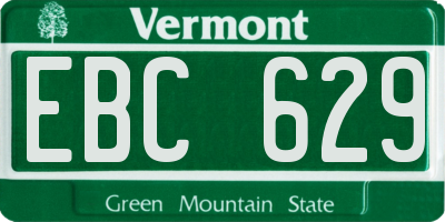 VT license plate EBC629