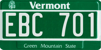 VT license plate EBC701