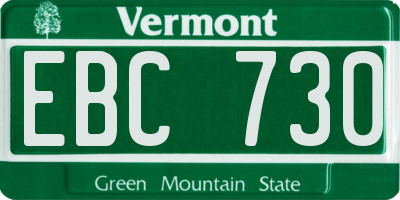 VT license plate EBC730
