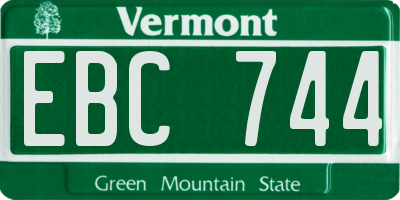 VT license plate EBC744