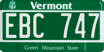 VT license plate EBC747