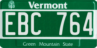 VT license plate EBC764