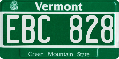 VT license plate EBC828