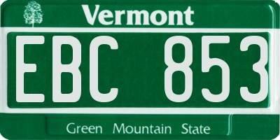 VT license plate EBC853
