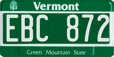 VT license plate EBC872