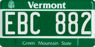 VT license plate EBC882