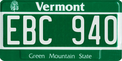 VT license plate EBC940