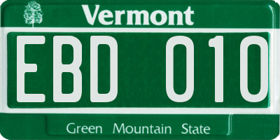 VT license plate EBD010