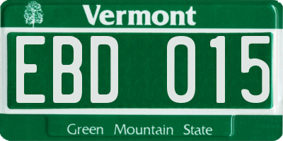 VT license plate EBD015