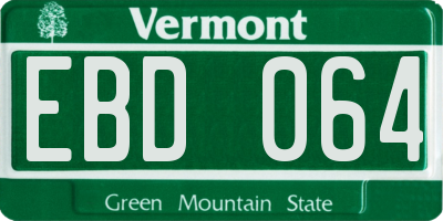 VT license plate EBD064