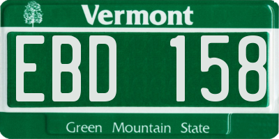 VT license plate EBD158