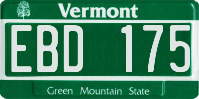 VT license plate EBD175