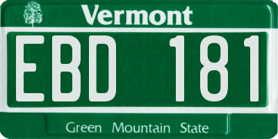 VT license plate EBD181