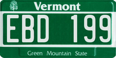 VT license plate EBD199