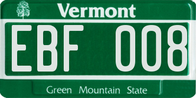 VT license plate EBF008