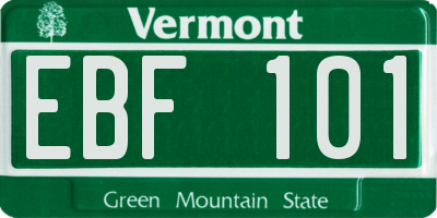 VT license plate EBF101