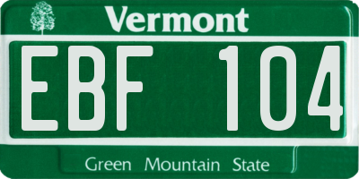VT license plate EBF104