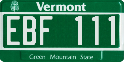 VT license plate EBF111