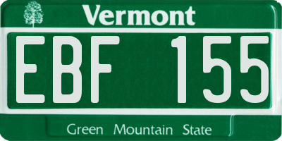 VT license plate EBF155