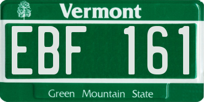 VT license plate EBF161