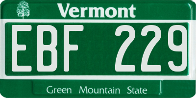 VT license plate EBF229