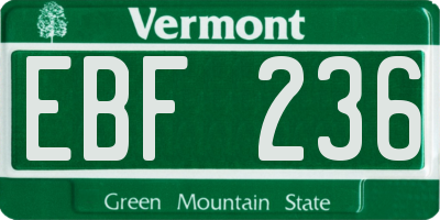 VT license plate EBF236