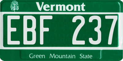VT license plate EBF237