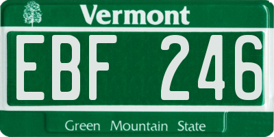 VT license plate EBF246