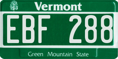 VT license plate EBF288