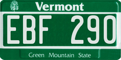 VT license plate EBF290