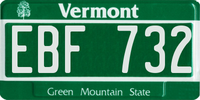 VT license plate EBF732