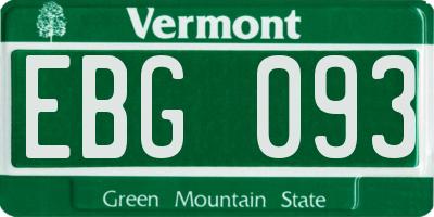 VT license plate EBG093