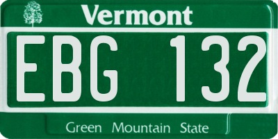VT license plate EBG132
