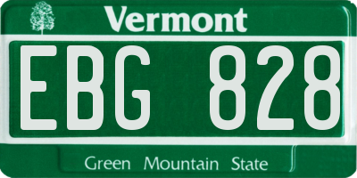 VT license plate EBG828