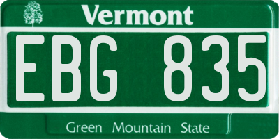VT license plate EBG835