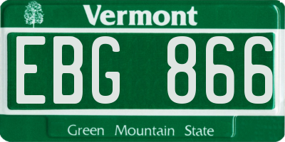 VT license plate EBG866