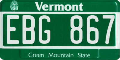 VT license plate EBG867