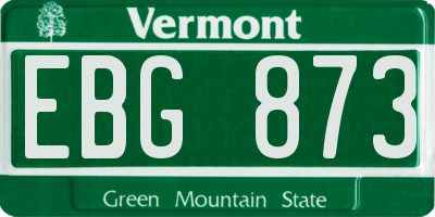 VT license plate EBG873