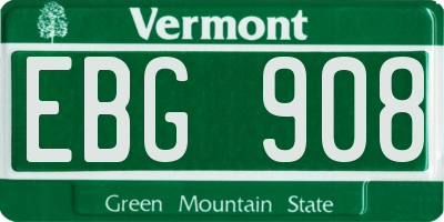 VT license plate EBG908