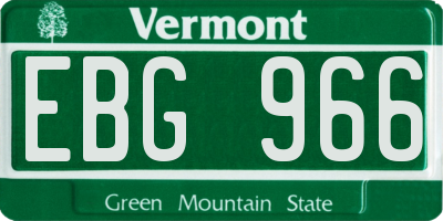 VT license plate EBG966