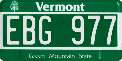 VT license plate EBG977
