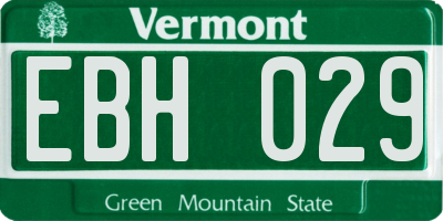 VT license plate EBH029