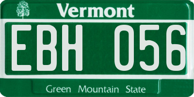 VT license plate EBH056